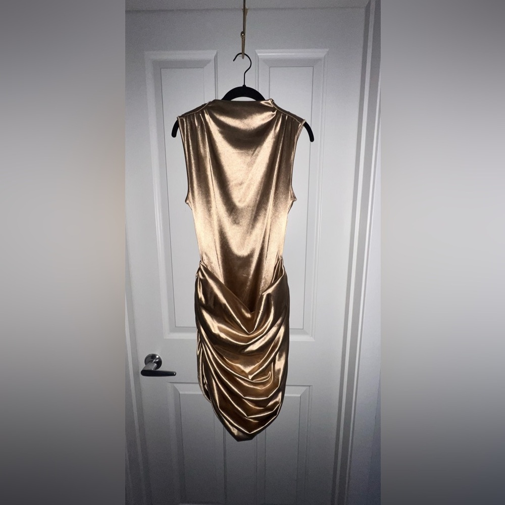 Elegant Gold Satin Wedding Dress